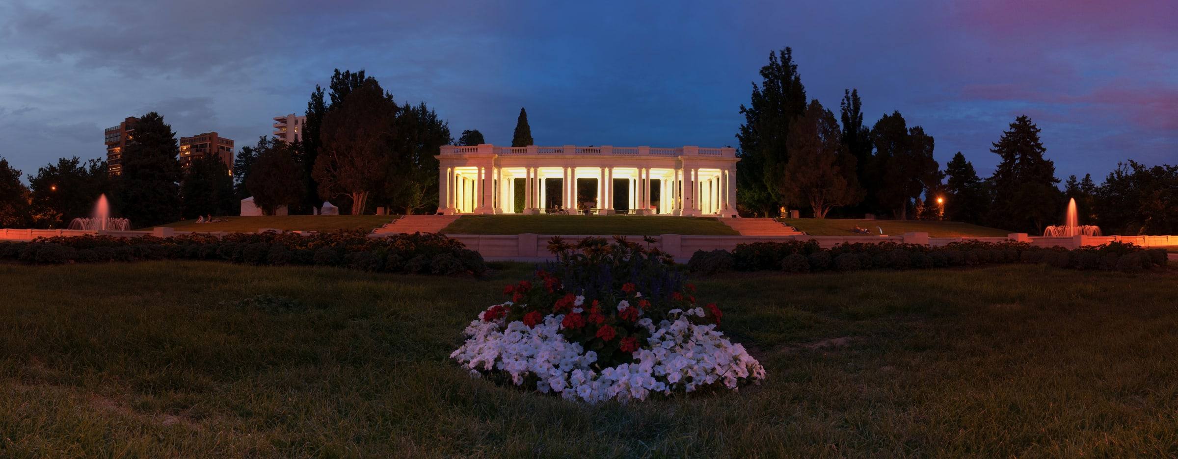 Cheesman Memorial Pavilion at dusk